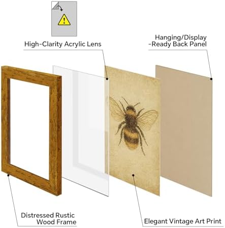 puthiac 5x7 Rustic Farmhouse Picture Frame, Honey Oak, 1 Pack - Image 3