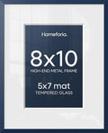 Homeforia 8x10 Blue Picture Frame, High-End Metal, 5x7 Mat, Glass by Homeforia
