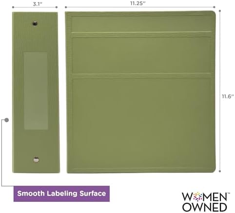 Carstens 3-Inch Heavy Duty 3-Ring Binder - Side Opening, Sage, Durable Plastic, Precision No-Gap Rings, Waterproof Cover, No Pockets, Holds 400 US Letter Sheets, BPA-Free, Made in USA (1714-3R) - Image 3