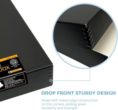 Lineco Museum Archival Storage Box, Drop Front, 13.75x19.75x3 in, Black - Image 4