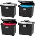 IRIS USA File Box Organizer with Lid, Letter File, 4-Pack, Black by IRISUSA