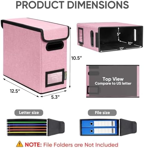 BALEINE File Organizer Box with Lid, Collapsible Hanging File Storage Box - Image 2