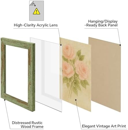 puthiac 4x6 Rustic Farmhouse Picture Frame, Weathered Green, 1 Pack - Image 3