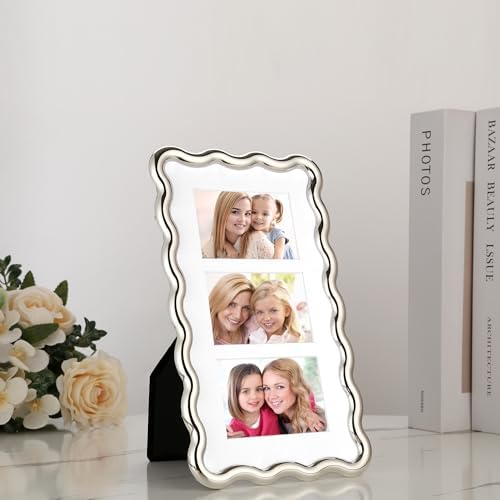 3-2x3'' Silver Heavy-Duty Zinc Alloy Picture Frames,Wave Design Silver Picture Frame Multi 3x2'' Photo Frame,with Black Premium Velvet Backing,for Desktop and Wall Hanging. - Image 3