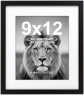 Americanflat 9x12 Picture Frame with Shatter-Resistant Glass - Use as 6x8 Frame with Mat or Display 9x12 Photo Without Mat - Signature Collection - Picture Frames for Tabletop and Wall Display - Black by Americanflat