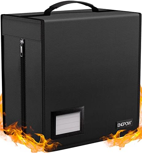 ENGPOW Fireproof CD Case, CD/DVD Storage Box,400 Capacity CD Binder DVD Storage Holder with Zippers, Portable Large Card Media Wallet Organizer Safe for Home Office Travel Car,Black,12.2"x11.8"x7.1" by ENGPOW