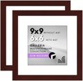 Americanflat 9x9 Picture Frame 2-Pack - Matted to 6x6 - Mahogany by Americanflat