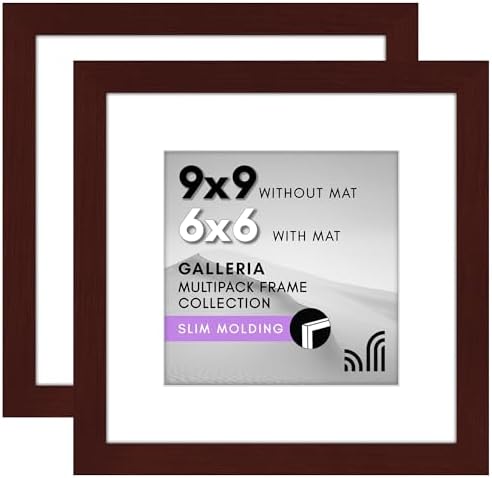 Americanflat 9x9 Picture Frame 2-Pack - Matted to 6x6 - Mahogany by Americanflat