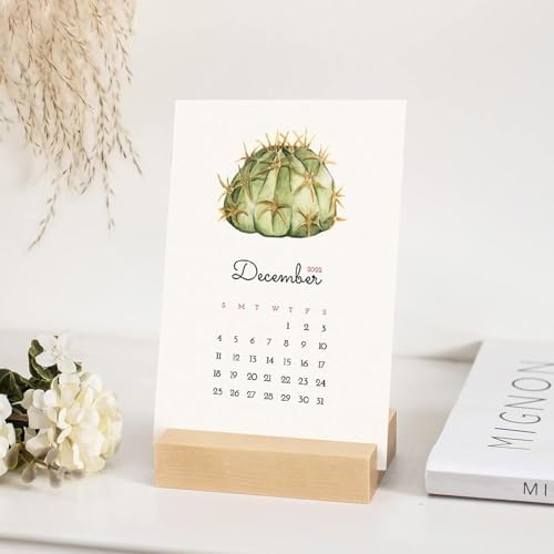 UNIQOOO 3.5" Birch Wood Stand for Monthly Desk Calendar, Wooden Block Base, Cardstock Holder, For Office Home Retail Reception Decor, Photo Display, 2 Pack - Image 7