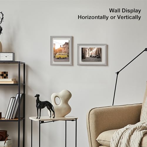 Egofine 6x8 Floating Frames Set of 2, Double Plexiglass Picture Frame, Made of Solid Wood Display Any Size Photo up to 6x8, Wall Mount or Tabletop Standing, Light Grey - Image 6
