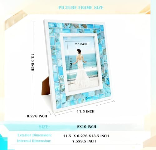Beach Picture Frame 8x10 Blue,Mother of Pearl Picture Frame,1pc - Image 6