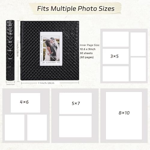 RECUTMS Self Adhesive Photo Album, Large PU Leather Cover, DIY Scrapbook - Image 3