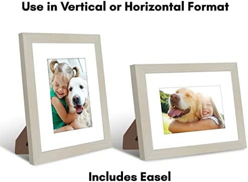 Americanflat 8x10 Picture Frame with Shatter-Resistant Glass - Use as 5x7 Frame with Mat or Display 8x10 Photo Without Mat - Signature Collection - Picture Frames for Tabletop and Wall - Light Wood - Image 4