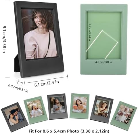 2x3 Photo Frames for Instax Mini EVO 13 12 Liplay SE Link 3 Camera Film, 3-inch Small Picture Frame for Mini 11 40 41 90 99 7+ Photo with Clear Protective Film (8-Packs Balck&Green) - Image 3