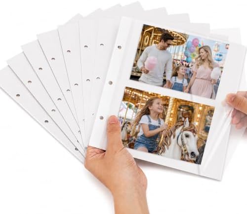 Vienrose 3 Ring Self Adhesive Photo Album Refill Pages 7.8x10.2 In by Vienrose