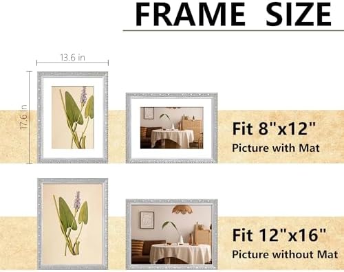 VIOLABBEY 12x16 Picture Frame Silver, Ornate Vintage Photo Frame - Image 2