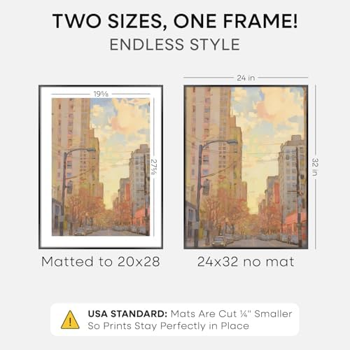 Homeforia 24x32 Black Poster Frame, High-End Metal, 20x28 Mat, Glass - Image 2