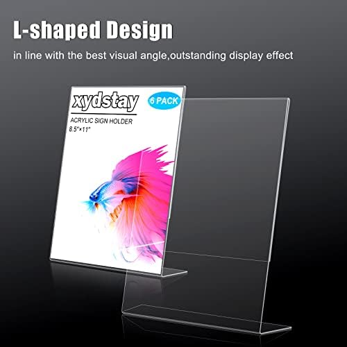 xydstay 6 pack 8.5x11 Acrylic Sign Holder, L-Shape, Plastic Flyer Stand - Image 3