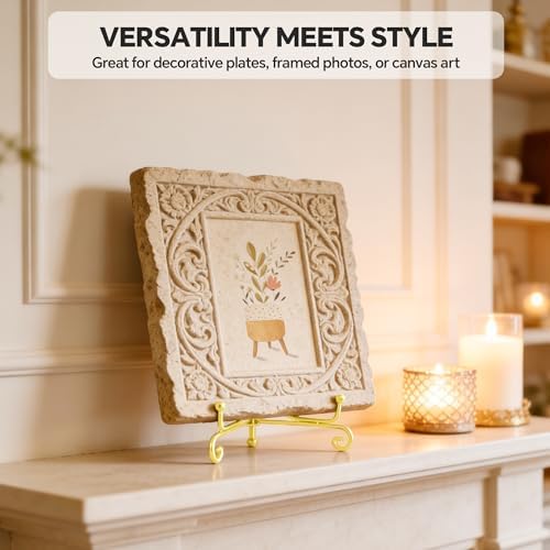 Artliving Plate Stands for Display, 5 Inch Decorative Plate Holder, Metal Picture Stand for Table, Small Easels for Display Card, Photo, and PSA Slab - Ideal for Party and Wedding (Gold, 2 Pack) - Image 3