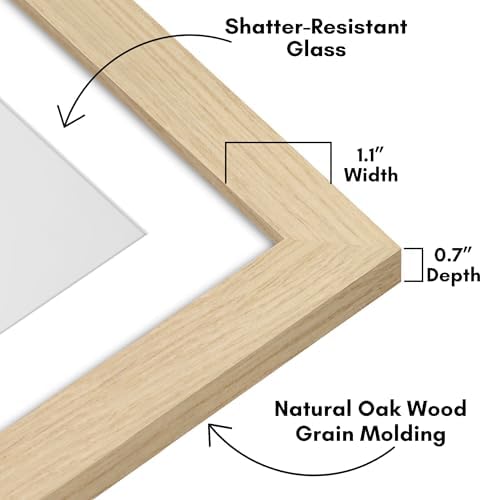 Americanflat 10x10 Picture Frame - Matted to 8x8 - Natural Oak - Image 3