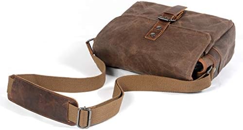 SLR Camera Bag, Waterproof Wax Canvas Bag Vintage Camera Case Messenger Bag with Interlayer Pad - Image 4