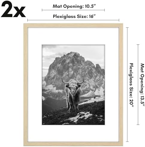 Americanflat 16x20 Poster Frame 2-Pack - Matted to 11x14 - Natural Oak - Image 2