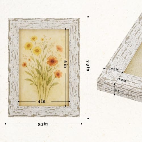puthiac 4x6 Rustic Farmhouse Picture Frame, Distressed White, 1 Pack - Image 5