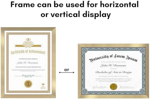 Americanflat 8.5x11 Diploma Frame with Polished Plexiglass - Set of 5 - Legacy Collection - Certificate Frame for Tabletop and Wall Display - Gold - Image 4