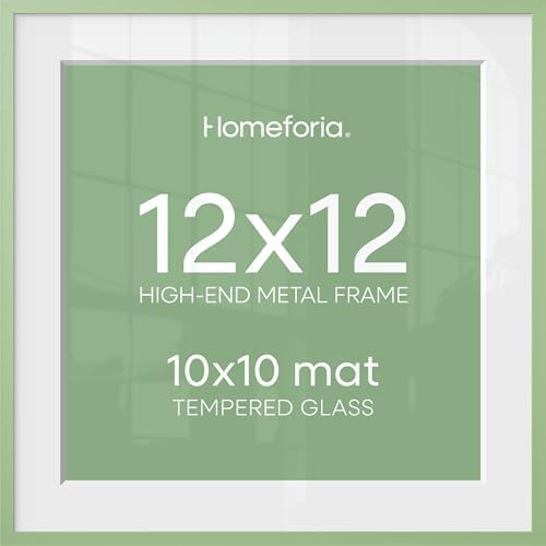Homeforia 12x12 Green Picture Frame, High-End Metal, 10x10 Mat, Glass by Homeforia