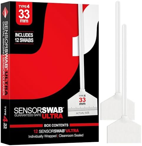 Photographic Solutions Sensor Swab Ultra 33mm Type-4 Digital Imaging Sensor Cleaner Swabs for Cleaning Medium Format Mirrored or Mirrorless Cameras. Sensor Dust & Oil Remover (Pack of 12) by PhotographicSolutions