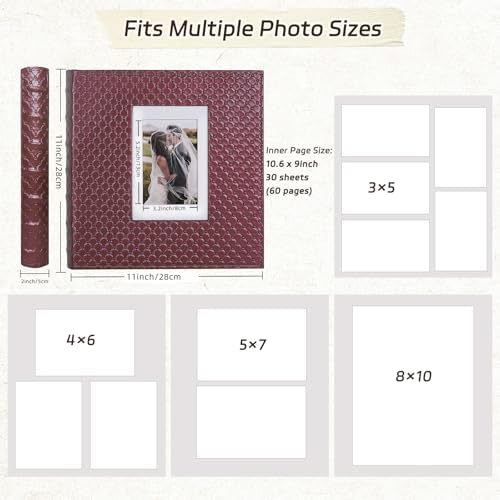 RECUTMS Self Adhesive Photo Album, Leather Scrapbook Album DIY 60 Pages - Image 3