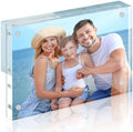 HOUSE DAY Acrylic Picture Frames 8x10, 1 Pack Magnetic 8x10 Picture Frame, Double Sided Clear 8 x 10 Photo Frame with Microfiber Cloth, Frameless FreeStanding 8x10 Frame Gift for Desktop Display by HOUSEDAY