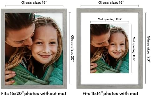 Americanflat 16x20 Poster Frame - Matted to 11x14 - Grey Wood - Image 2