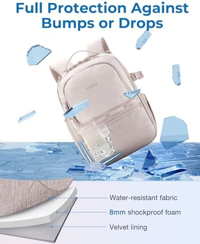 BAGSMART 2 in 1 Small Camera Backpack for DSLR, Fits 12.9" iPad, Beige - Image 3