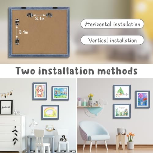2 Pack 10x12.5 Front-Opening Kids Artwork Frames Changeable (Navy Blue) - Image 2