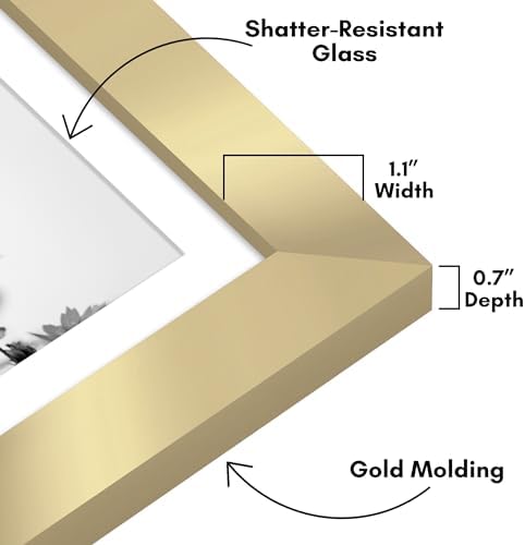 Americanflat 5x7 Picture Frame - Matted to 4x6 - Engineered Wood - Gold - Image 3