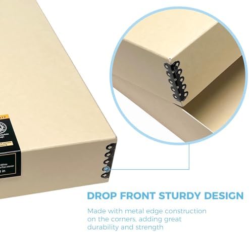 Lineco Museum Archival Storage Box, Drop Front, 14.75x18.75x3 in, Tan - Image 5