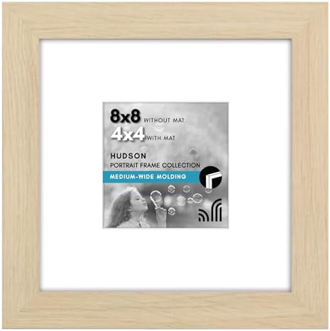 Americanflat 8x8 Picture Frame - Matted to 4x4 - Natural Oak by Americanflat