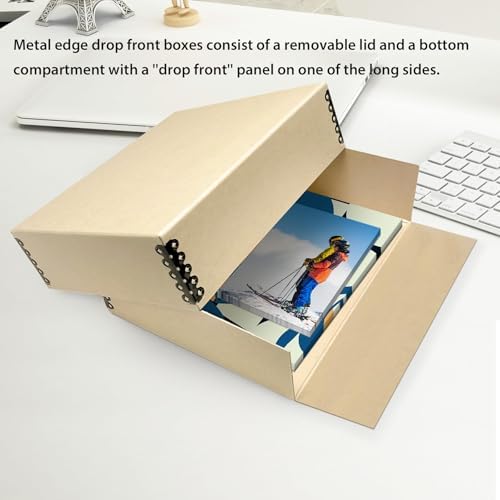 Lineco Drop Front Archival Storage Box, 9.75x12.75x3 in, Tan, 2 Pack - Image 6