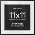 Homeforia 11x11 Black Picture Frame, High-End Metal, 9x9 Mat, Glass by Homeforia
