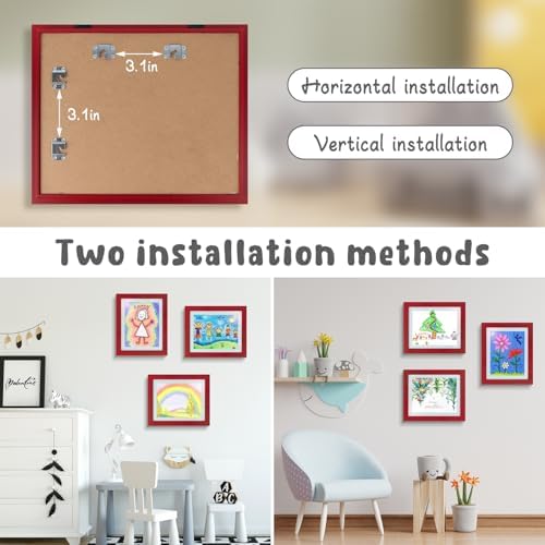2 Pack 10x12.5 Front-Opening Kids Artwork Frames Changeable (Red) - Image 2