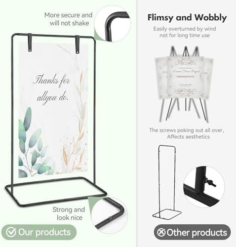 Welcome Sign Holder Black Wedding Easel Stand with 4 Leather Straps - Image 7