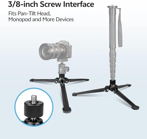 TONYBOO Monopod Tripod Base, Heavy Duty Aluminum Monopod Support Feet with 3/8-Inch Screw, Foldable Desktop Mini Tripod Stand for DSLR Camera, Stabilizer, Camcorder, Outdoor Photography-TM-5 - Image 4