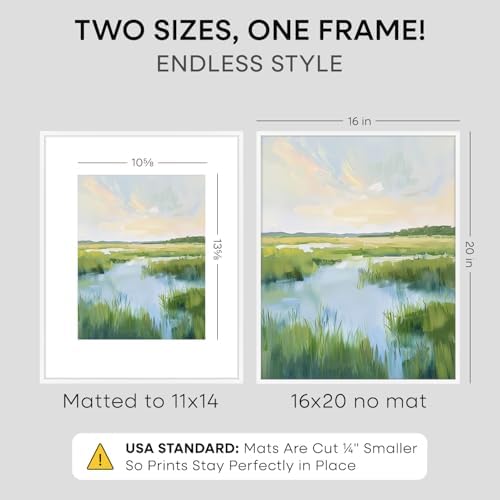 Homeforia 16x20 White Picture Frame, High-End Metal, 11x14 Mat, Glass - Image 3