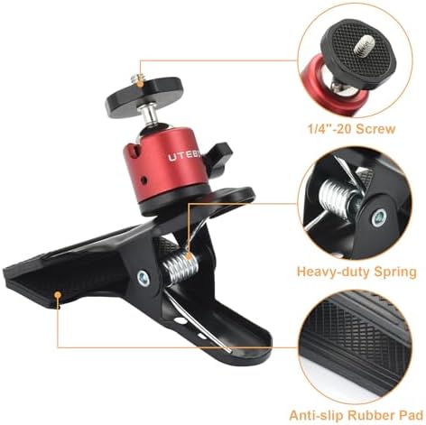 UTEBIT 4 Pack Camera Clamp Mount Tripod Camera Clip, Black & Red - Image 2