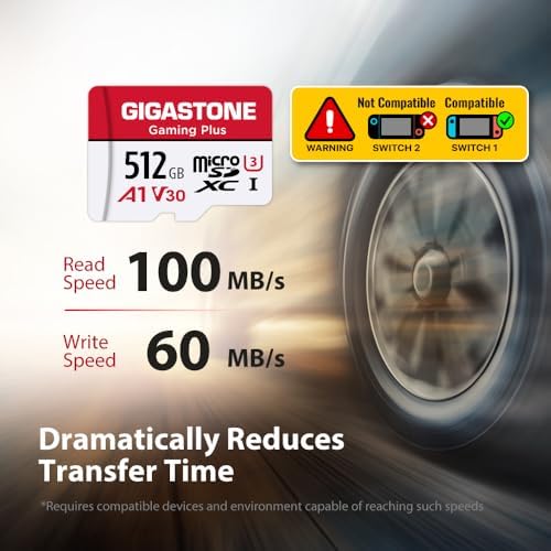 【for Switch 1 Only】 GIGASTONE 512GB Micro SD Card with USB C Card Reader, Gaming Plus, MicroSDXC Memory Card for Gaming Console, 4K Video Recording, UHS-I A1 U3 V30, up to 100MB/s, with Adapter - Image 4