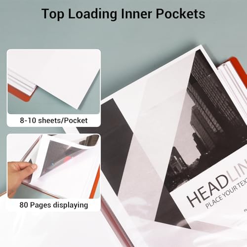 Kokuyo 40-Pocket Binder with Plastic Sleeves (Clear), A4 Art Portfolio Folder with Clear Sheet Protectors. 80 Pages of Presentation Display Book. Japan Import (CTRA-C40T) - Image 4