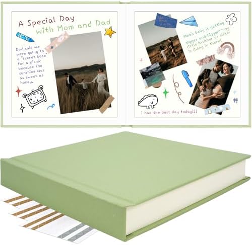 Vienrose Scrapbook Album 10x10 Inch Linen 420gsm Kraft 40 Pages Grass Green by Vienrose