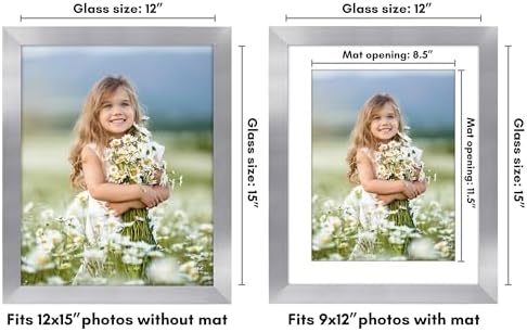Americanflat 12x15 Picture Frame - Matted to 9x12 - Silver - Image 2