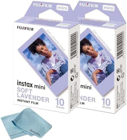 FUJIFILM Instax Mini Soft Lavender (10 Sheets) + BluebirdSales Microfiber Cleaning Cloth – Creative Photography Bundle (2 Packs) by FUJIFILM